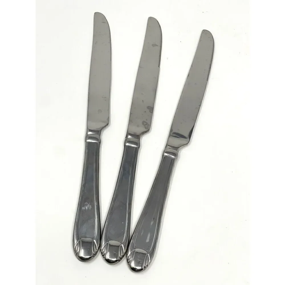 Oneida Garnet ALL GLOSSY Stainless 18/10 Dinner Place Knives 9 5/8” Set Of 3